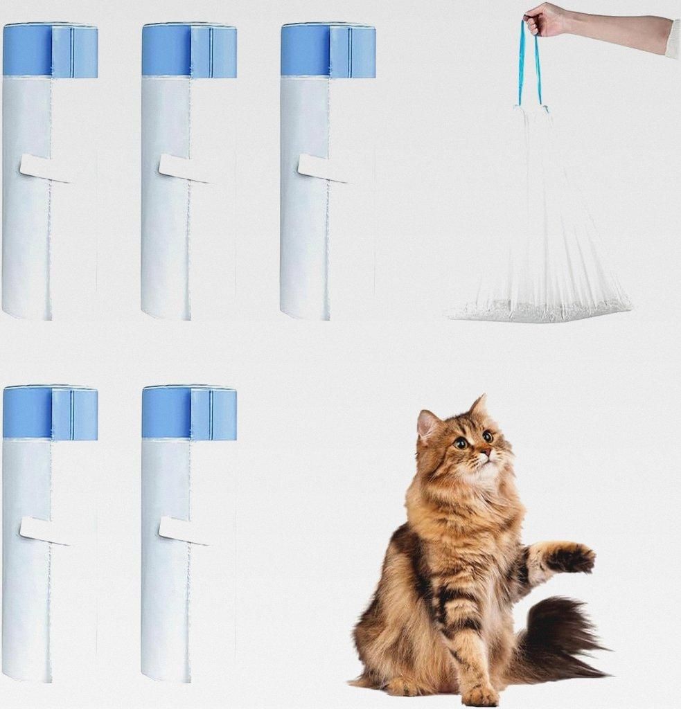 75 Stück Mülltüten, Mülltüten mit Tragegriff, Selbstreinigende Katzentoilette, Selbstreinigende Müllbeutel Katzentoilettenbeutel, Flüssigkei...