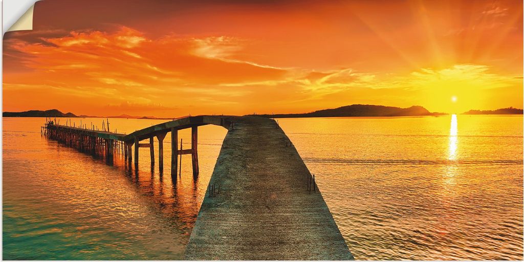 ARTland Wandbild, selbstklebend Sonnenaufgang über dem Meer Produktbild 