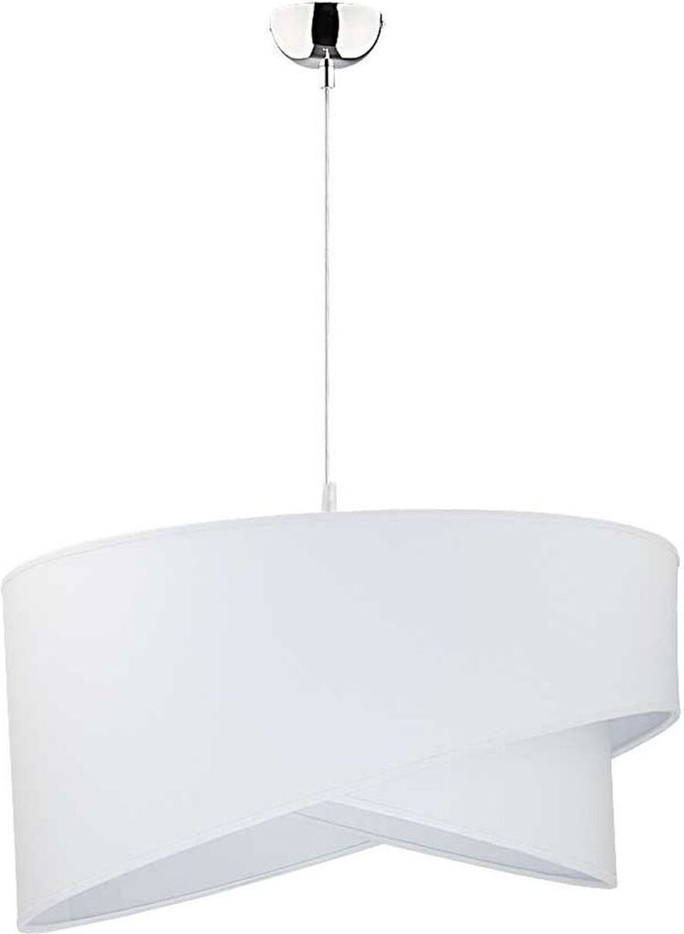 Weiße Pendelleuchte rund Ø45cm Modern Design aus Stoff stilvoll SELMA Wohnzimmer Lampe Schlafzimmer