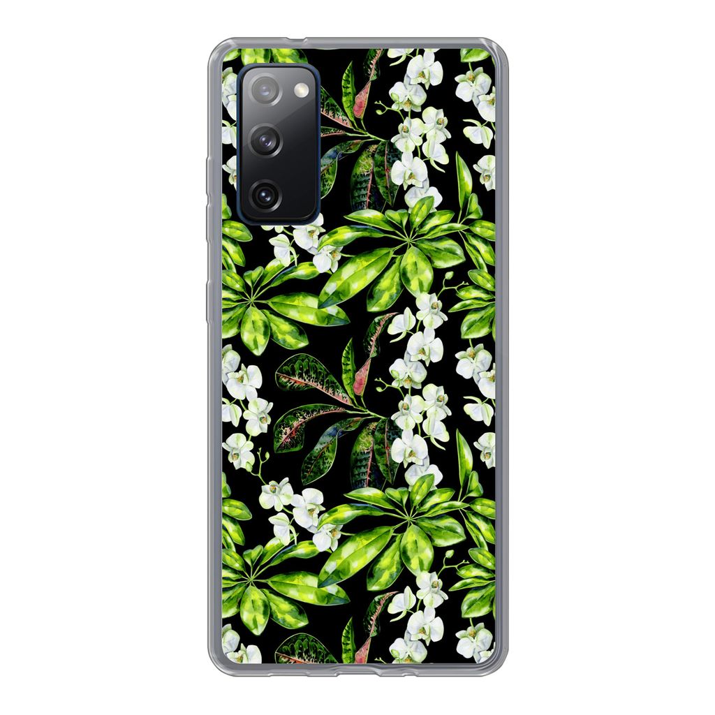 MuchoWow Handyhülle Schutzhülle Hülle für Samsung Galaxy S20 FE Blatt - Orchidee - Muster Silikon Softcase Handy Hülle - Abdeckung