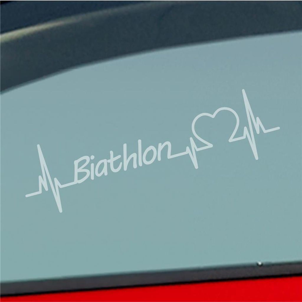 Auto Aufkleber Biathlon Herzschlag Wintersport Wettkampf Sport Liebe 19x5 cm Milchglas Sticker Heckscheibenaufkleber