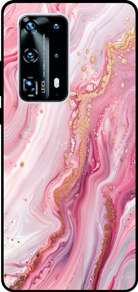 Smartphonica Phone Case Fit für Huawei P40 Pro Plus mit Marmor-Druck - TPU zurück Abdeckung Fall Marmor-Design - Pink