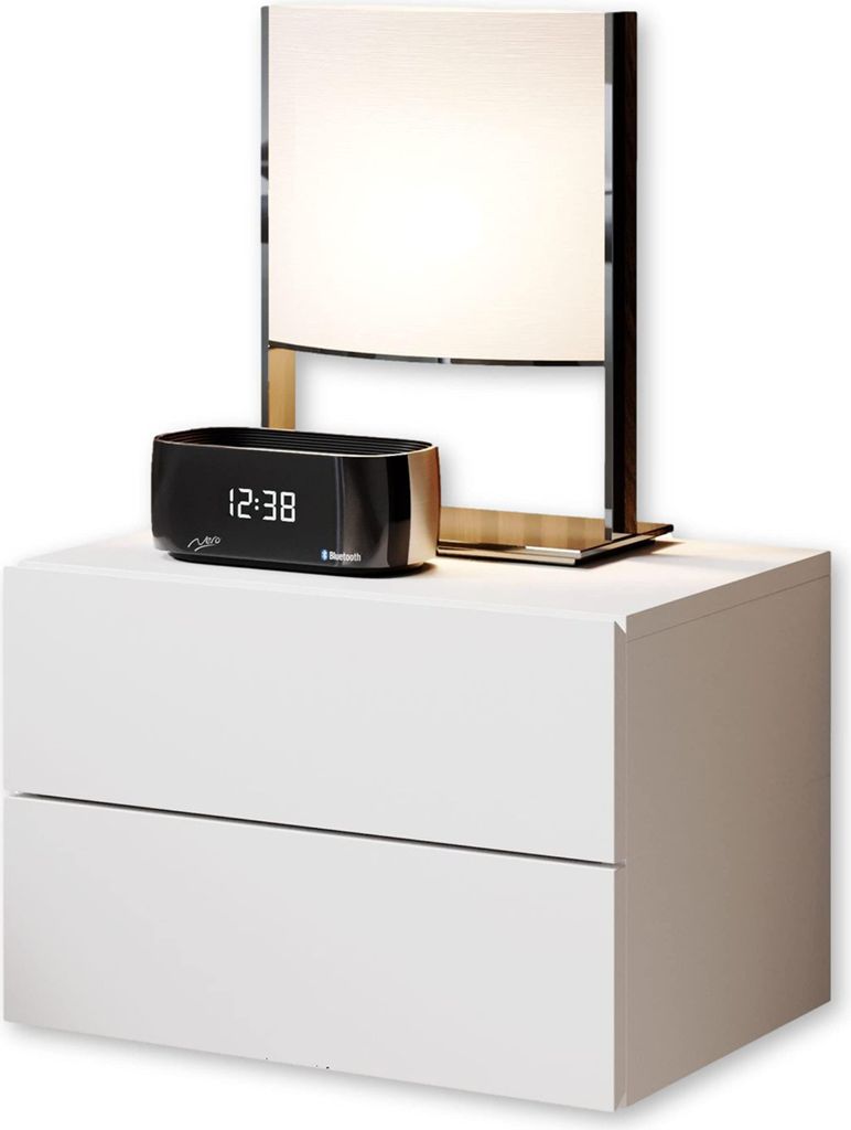 CABO stolik nocny wiszący biały – unosząca się szafka nocna z szufladami