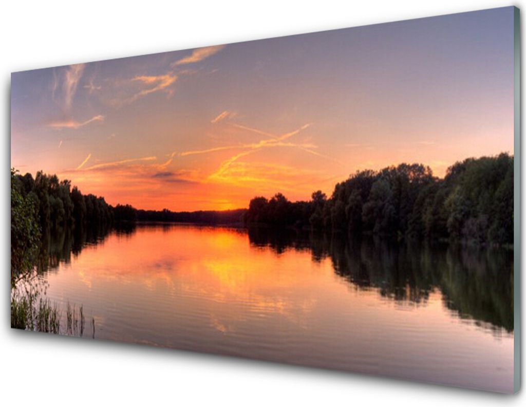 Küchenrückwand aus Glas 100x50cm Spritzschutz See Wald Landschaft