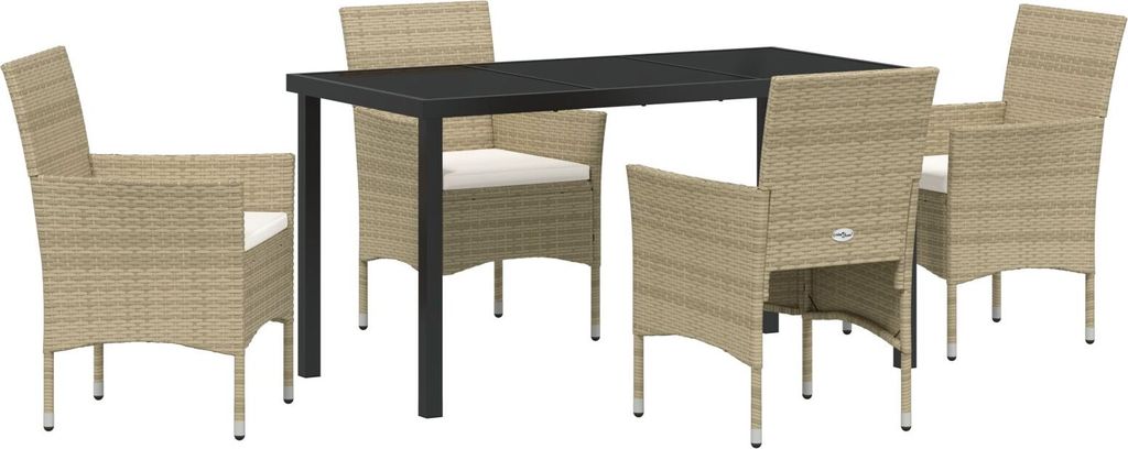 Möbel 5-teiliges Garten-Essset Beige Poly-Rattan - Gartenstühle 3379739