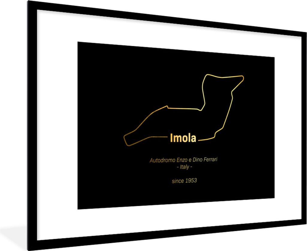 MuchoWow Gerahmtes Poster Imola - Formel 1 - Rennstrecke 90x60 cm - Poster mit Schwarzem Bilderrahmen Wandposter Rahmen Foto Bilder - Wanddekorat...