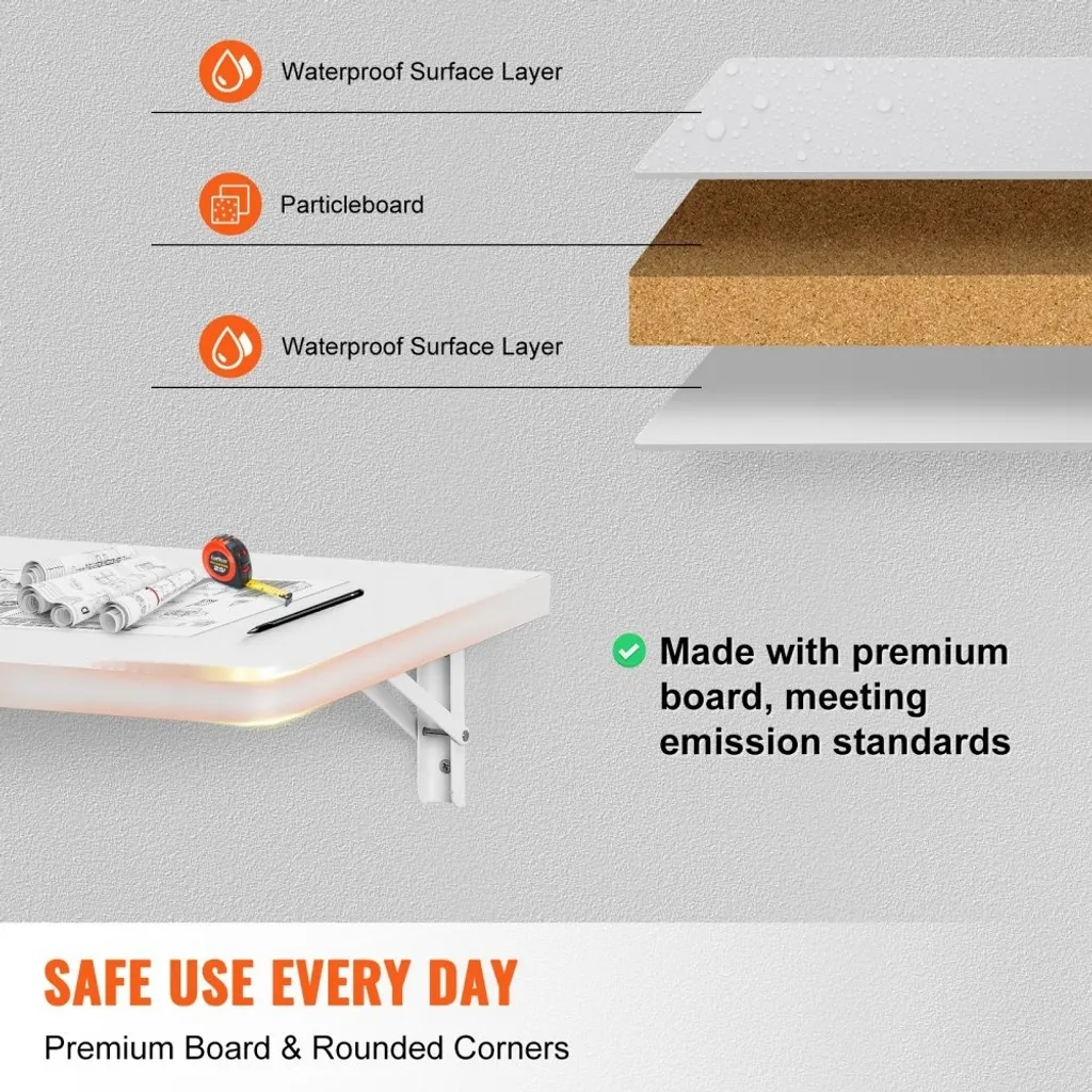 Table murale peu encombrante 120x50 - Solution gain de place repliable - 5