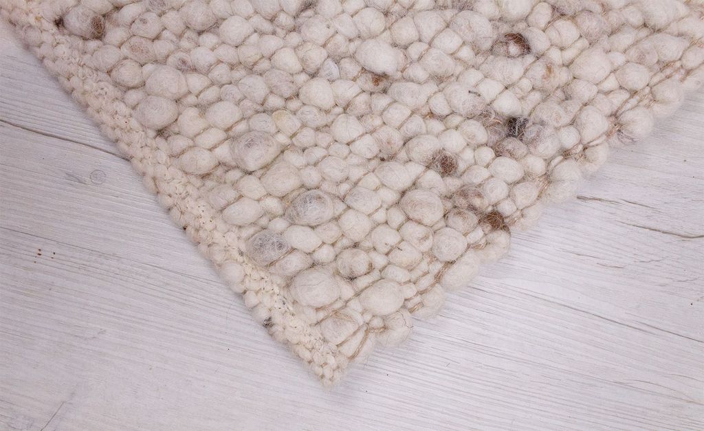 Handgewebter Teppich weiß 090 x 060 cm Wendbar