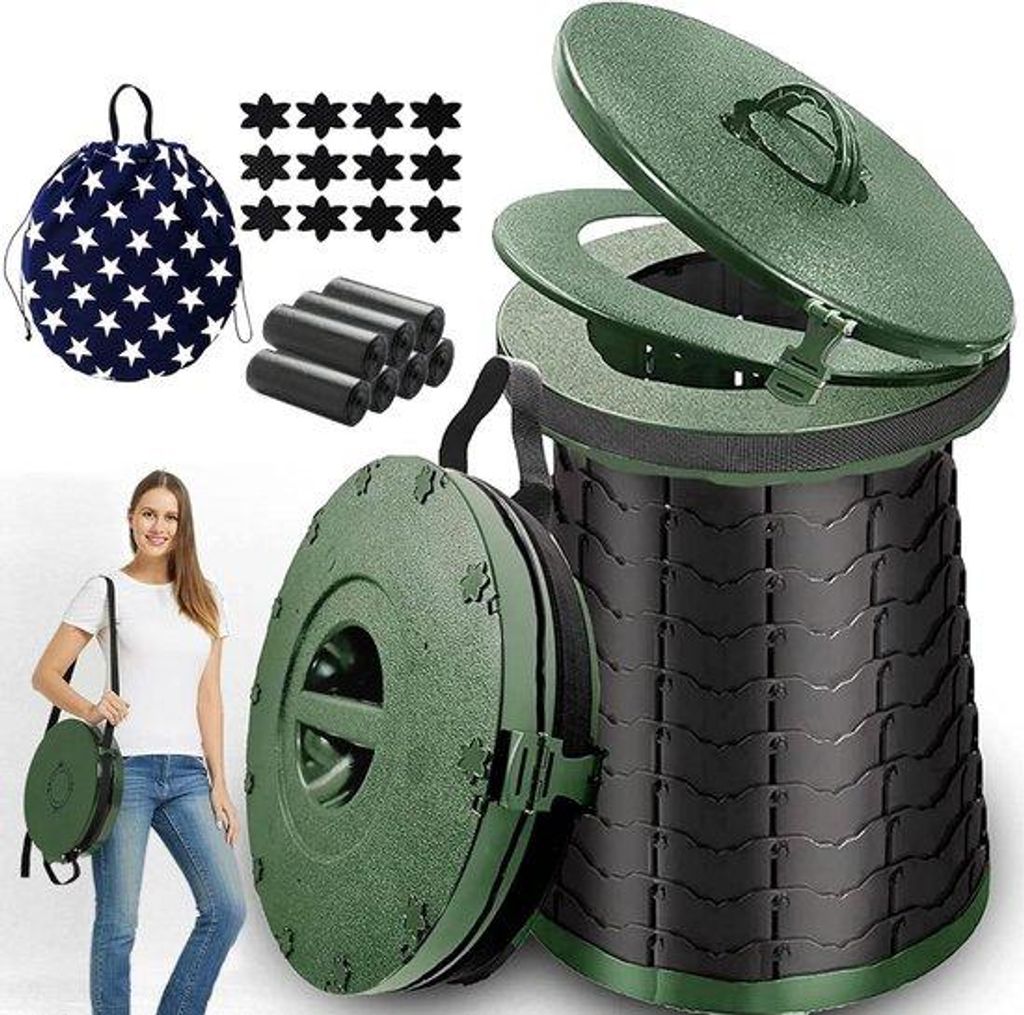Reis-Toilet für Camping - 800 lbs Tragfähigkeit, 50 cm H Höhenverstellbar mit 7 Abfallbeuteln - Porta-Potti für Erwachsene XXL