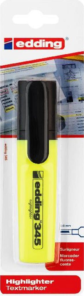 edding 345 Textmarker - gelb - 1 Highlighter - Keilspitze 2-5 mm - ideal für leuchtende Markierungen und Hervorhebung von Textpassagen und Notizen