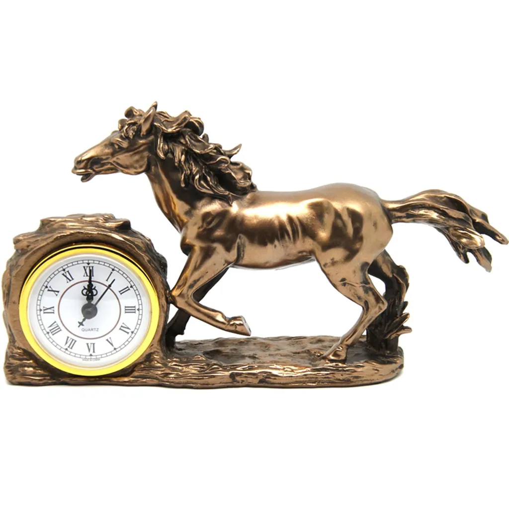 Objet de décoration Horloge Cheval Reine Isabel brune pour bureau chic