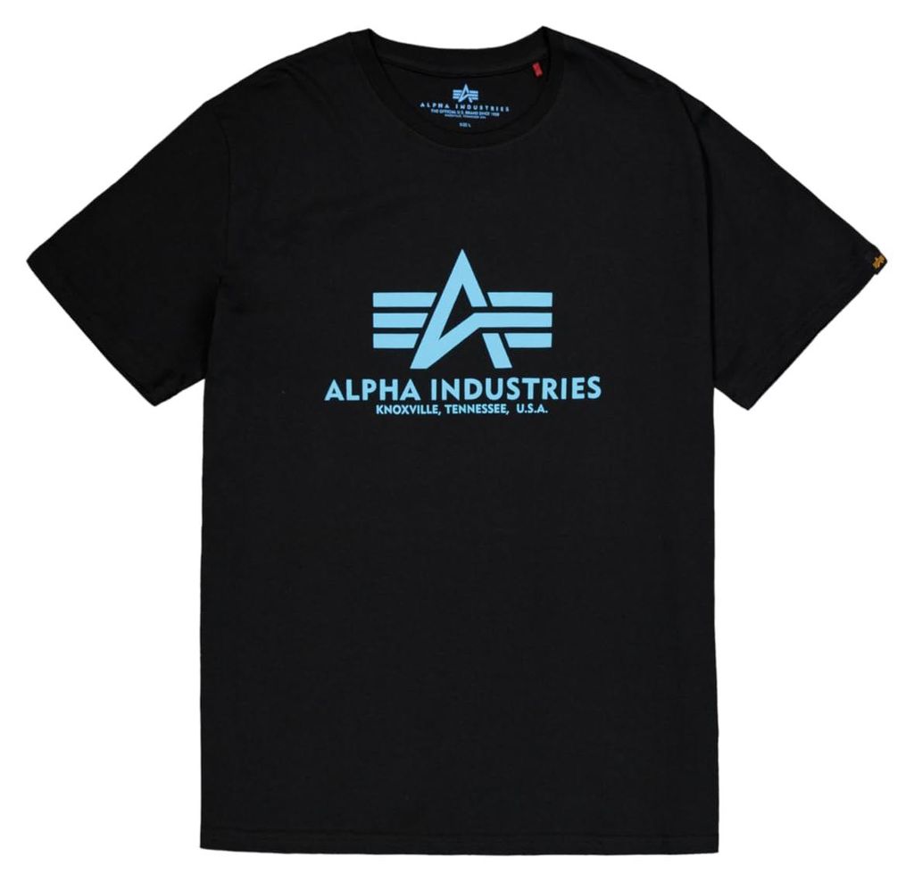 Alpha Industries Herren Basic T-Shirt,Schwarz (Black/Blue Produktbild 