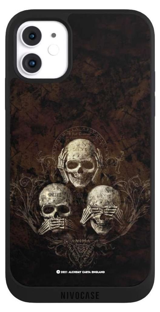 NIVOCASE Handyhülle für Apple iPhone 11 Hülle NIVOpure Case Schwarz Art Gothic Totenköpfe