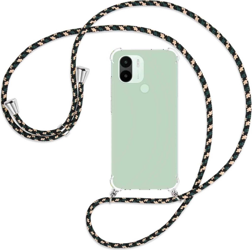 Handykette Backcover-Schutzhülle mit Band (Metall silberfarben) für Xiaomi Redmi A1 Plus (220733SFG) - camouflage
