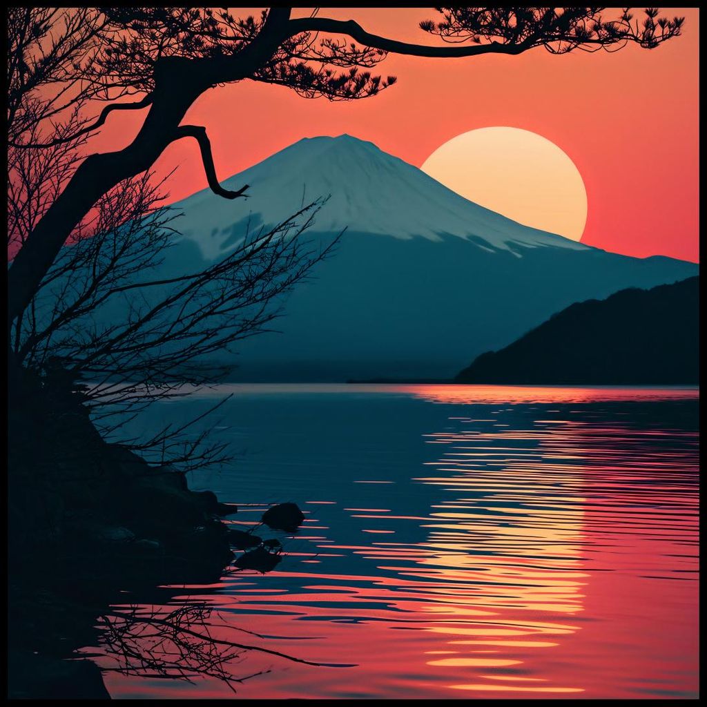 Plakat 90x90cm Berg am Abend