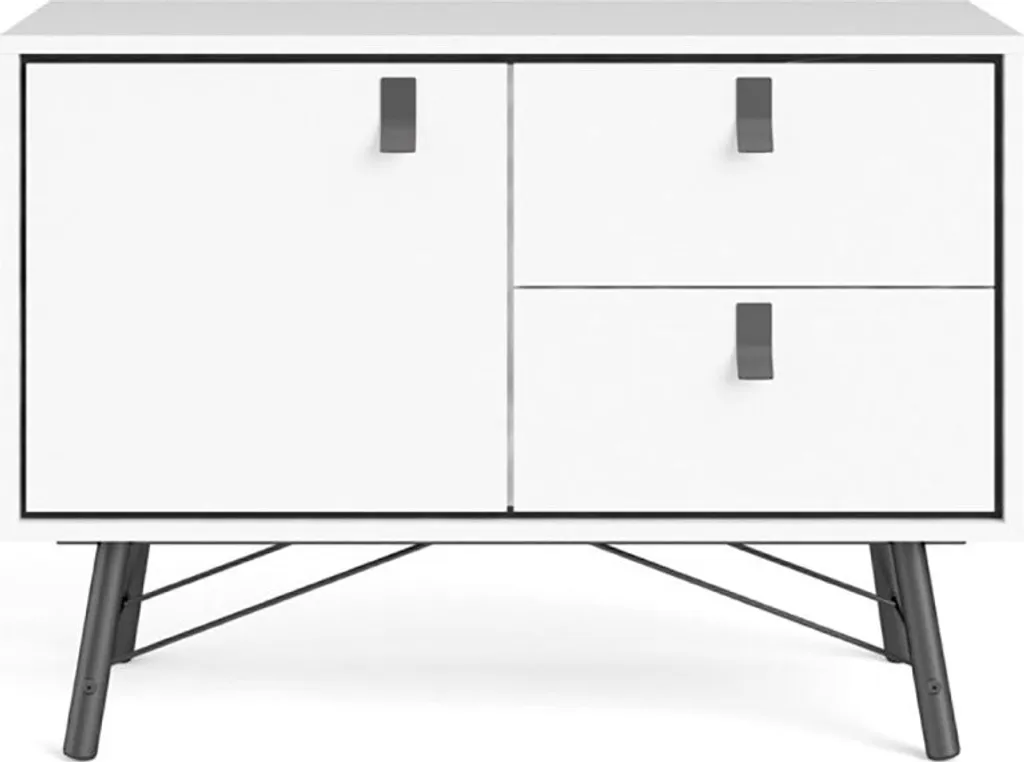 Buffet blanc mat Rye : Solution de rangement compacte 1 porte 2 tiroirs - 2