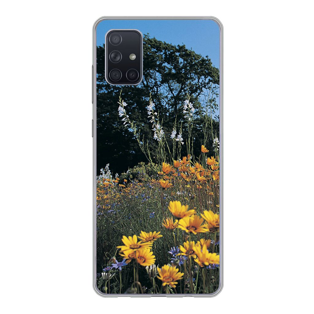 MuchoWow Handyhülle Schutzhülle Hülle für Samsung Galaxy A71 Blumen - Natur - Farbe Silikon Softcase Handy Hülle - Kartenbesitzer