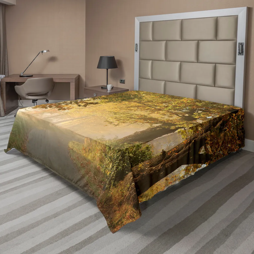 Drap de lit décoratif motif paysage ferroviaire naturel 244x205 cm