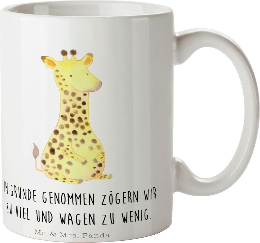 Mr. & Mrs. Panda Tasse Giraffe Zufrieden - Weiß - Geschenk, Afrika, Kaffeetasse, Glück, schöne, Abenteuer, Kaffeebecher, Becher, für kaffee