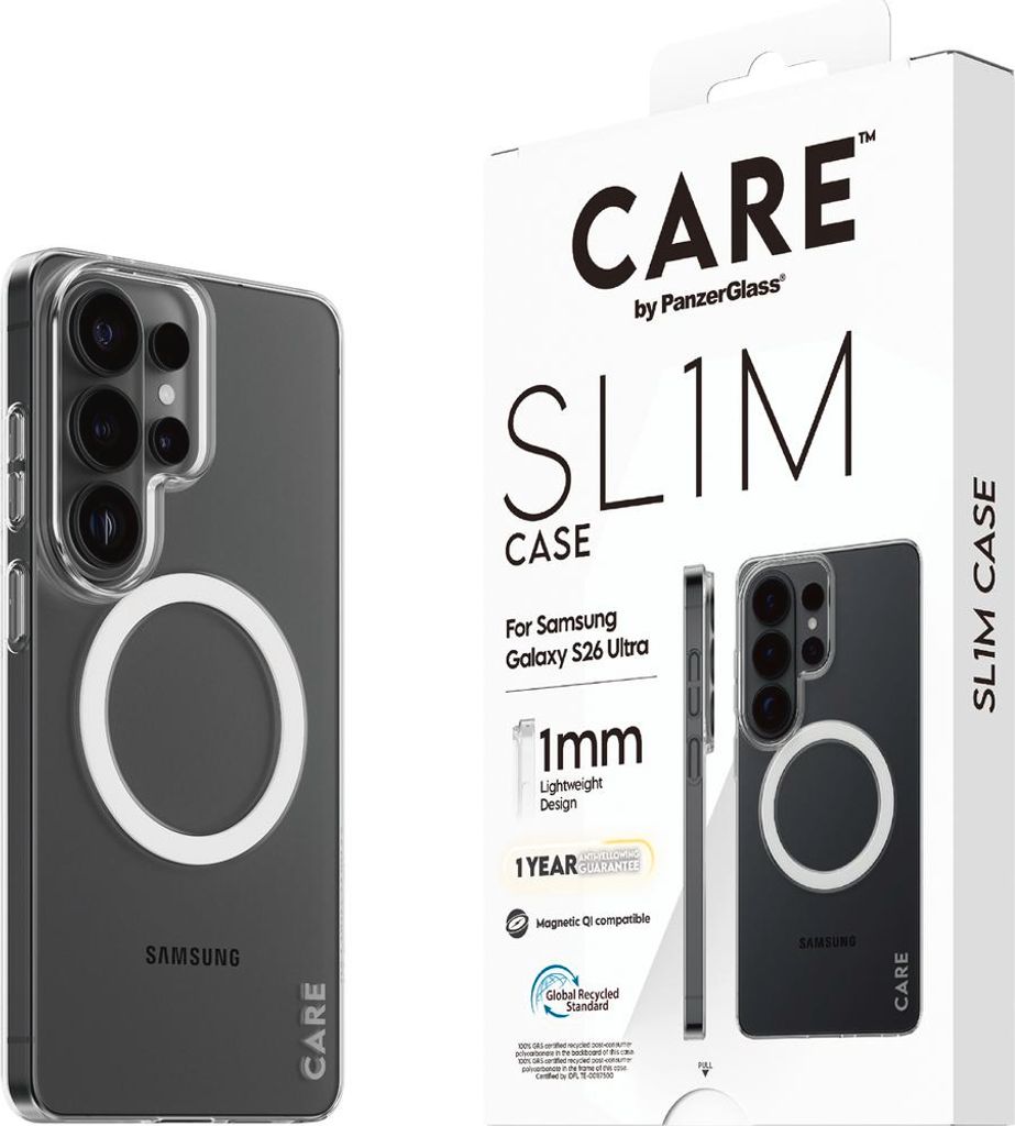 PanzerGlass CARE by SL1M Case Transparent m. Qi Samsung Galaxy S26 Ultra, Cover, Samsung, Samsung - Galaxy S26 Ultra, 17,5 cm (6.9"), Transpa...