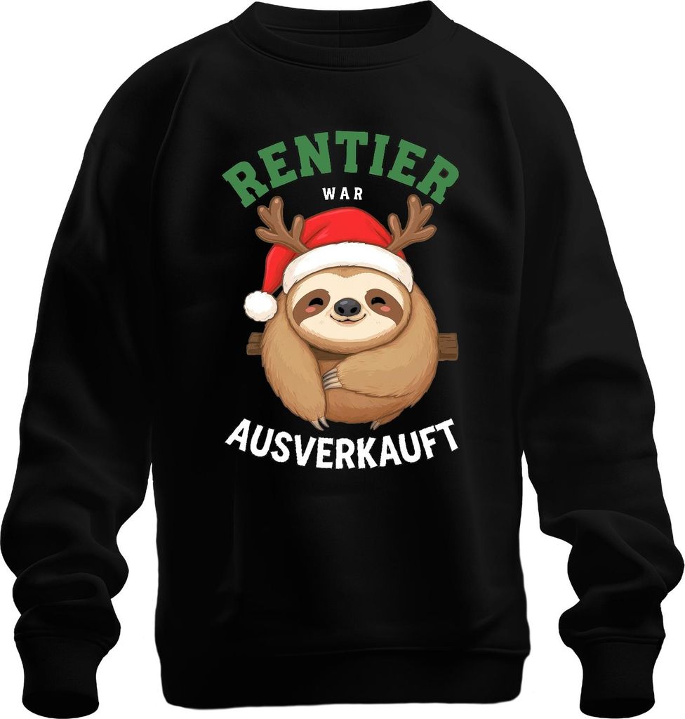 Rentier war t Weihnachten Faultier Geschenk Lustig Uni Sweatshirt Pullover, Schwarz, M