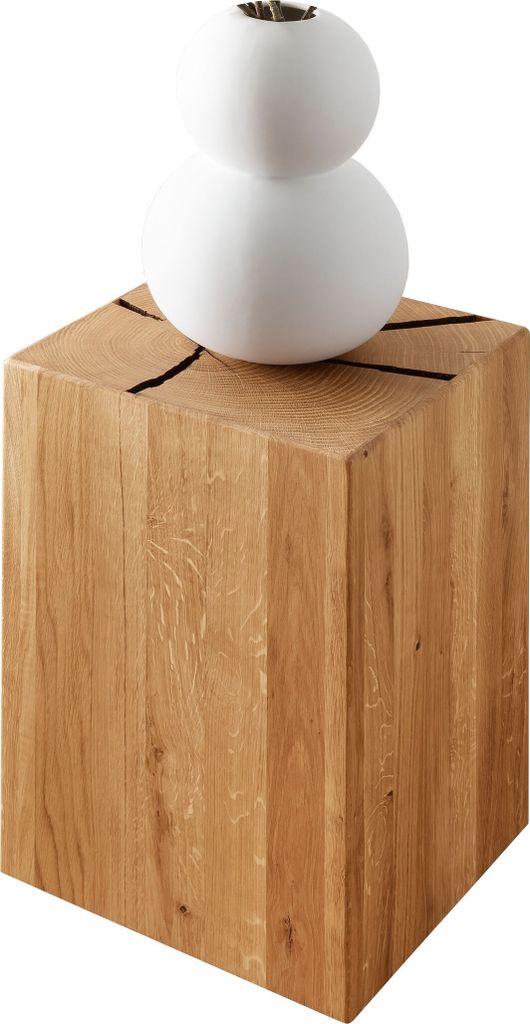 Hocker "KM-0660" aus Wildeiche massiv geölt in braun. Abmessungen (BxHxT) 30x46x30 cm