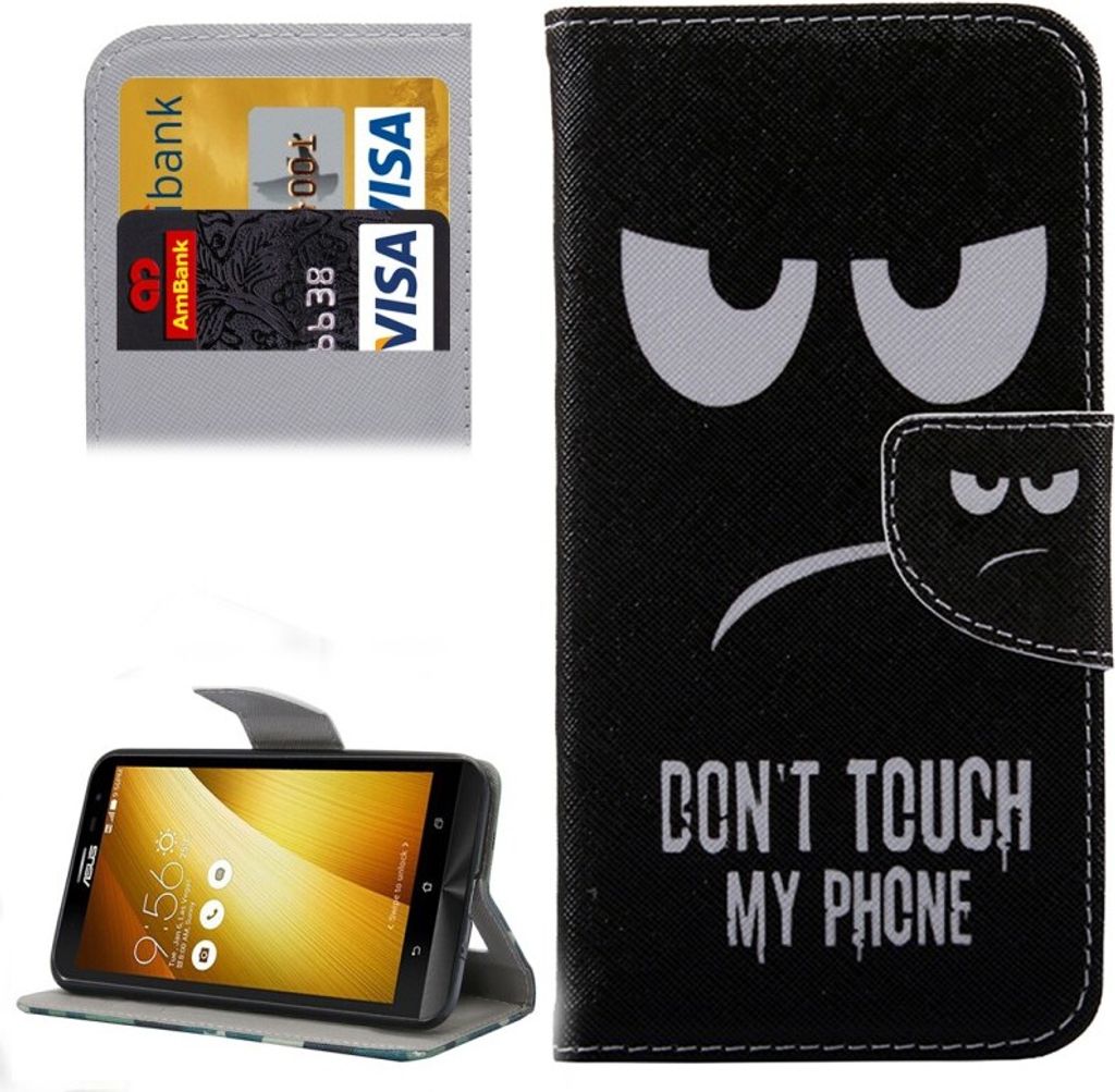 Bookcover Wallet Muster Neu für Smartphones, Muster:Don ́t Touch Zähne, Geräte-Marke:ASUS, Handy-Typ:Zenfone 3 ZE552KL 5.5
