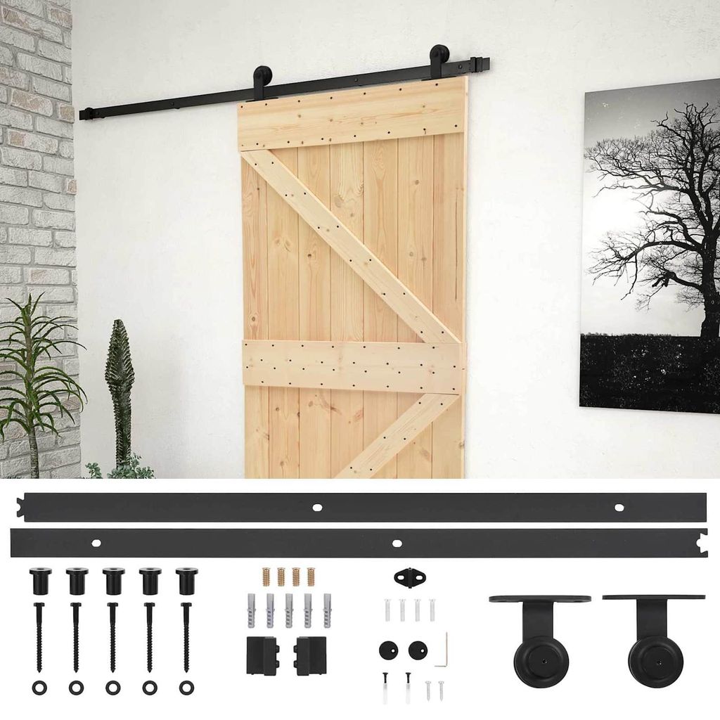Schiebetür Natürlich und Schwarz 80 x 210 cm