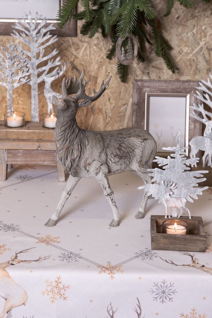 Clayre & Eef Kerzenhalter Baum 21 cm Weiß