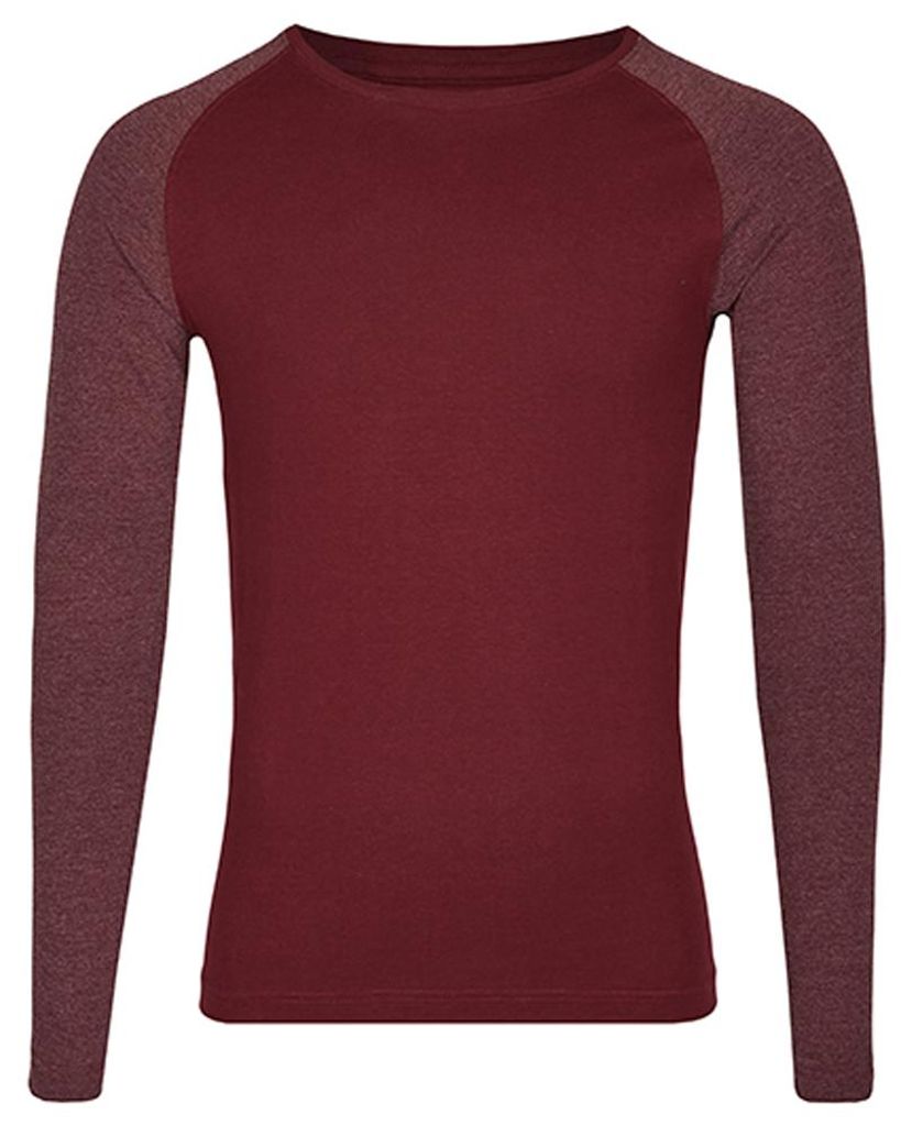 Miners Mate - "My Mate" T-Shirt für Herren/Damen Uni, meliert, Langärmlig LT6269 (XL) (Burgunderrot/Heide Burgund)