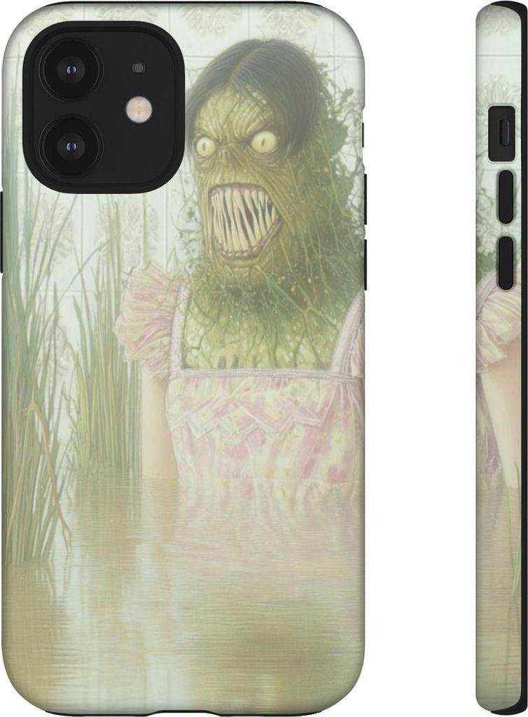 Grünes Monster im rosa Kleid zwischen Schilf – Hülle Kompatibel mit iPhone 12