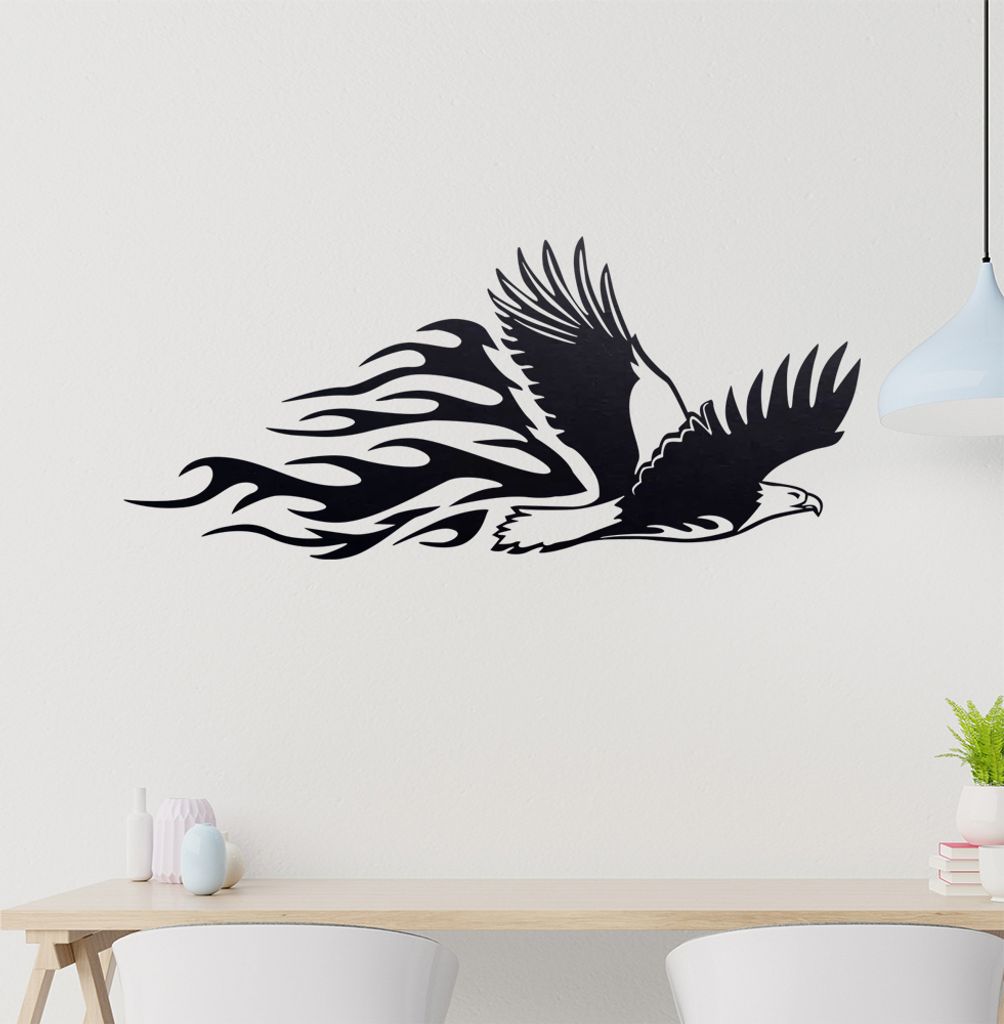 Flammen Adler Wandtattoo in 6 Größen - Wandaufkleber Wall Sticker - Dekoration, Küche, Wohnzimmer, Schlafzimmer, Badezimmer
