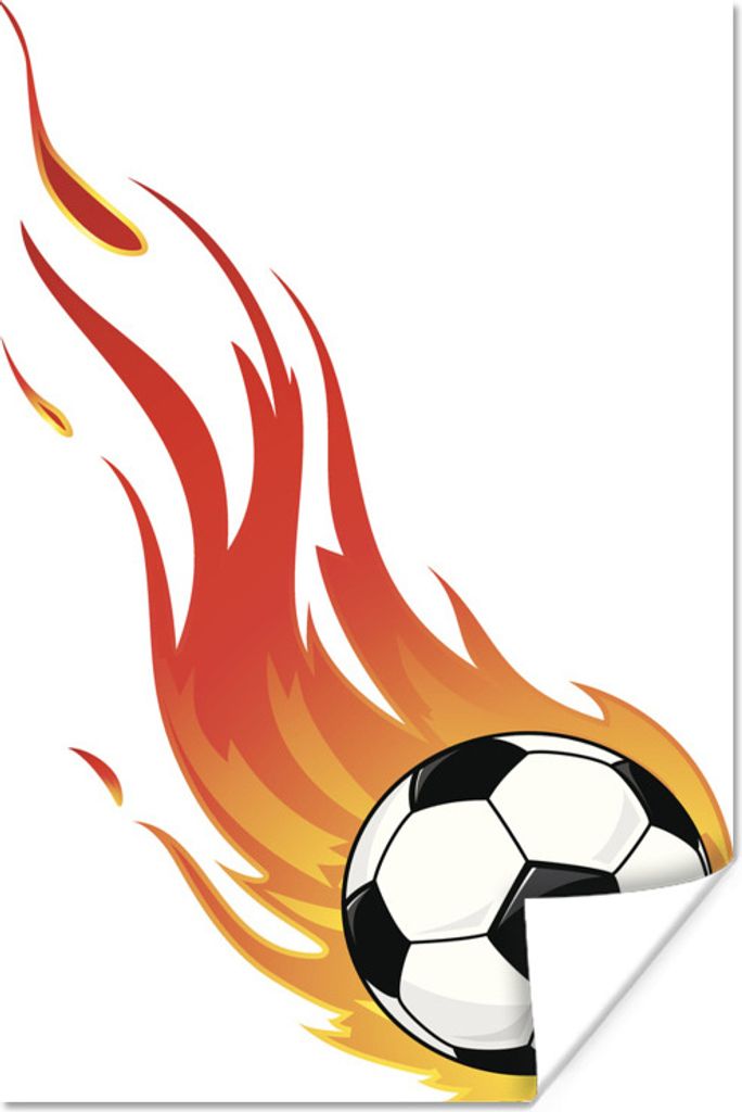MuchoWow Poster Eine Illustration eines flammenden Fußballs 80x120 cm - Papierdruck
