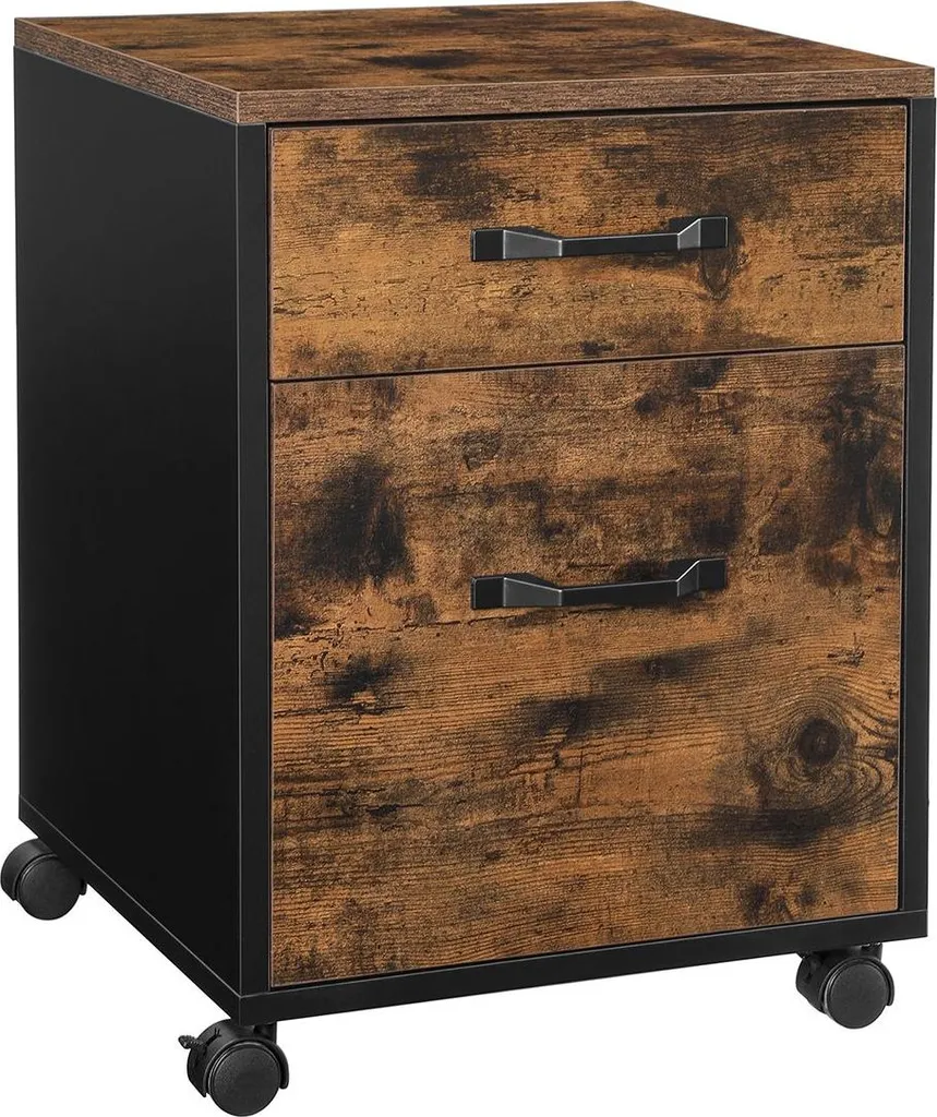 Conteneur roulant brun-noir vintage pour organiser votre espace travail