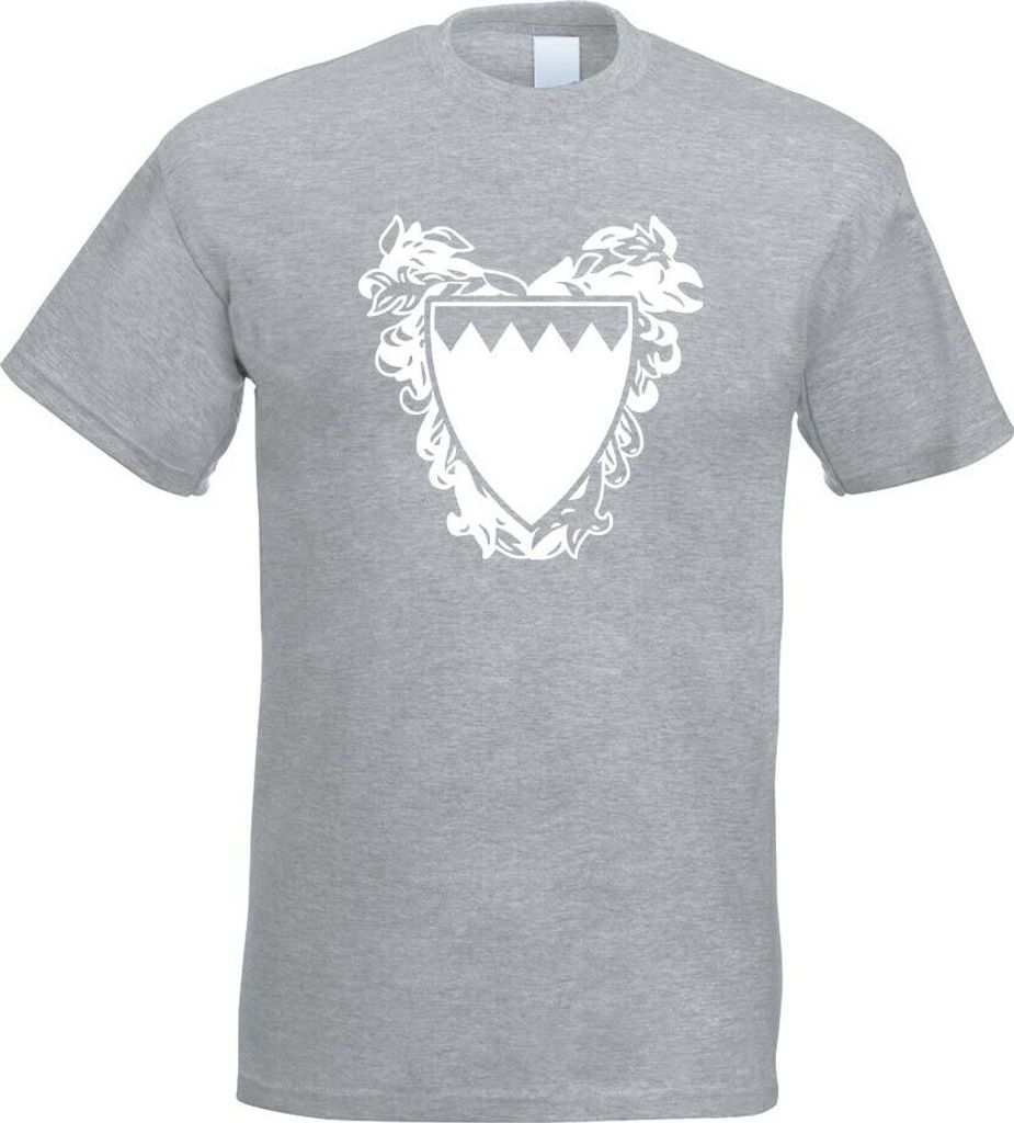 Kiwistar - T-Shirt - Graumeliert - Bahrain Wappen Motiv Bedruckt Funshirt Design Print - mit Motiv Bedruckt - Funshirt Design - Sport - Freizeit - ...