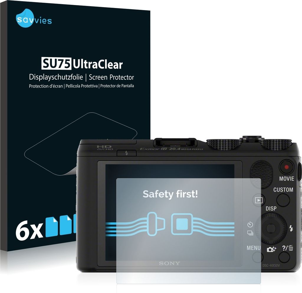 6x Für Sony Cyber-Shot DSC-HX50 Schutzfolie Savvies Displayschutz Display Schutz Folie Klar Transparent