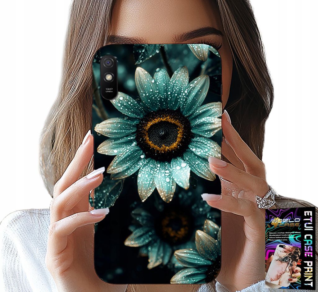 Hülle Für Xiaomi Redmi 9A - Blaue Gerbera Gänseblümchen Blume + Folie