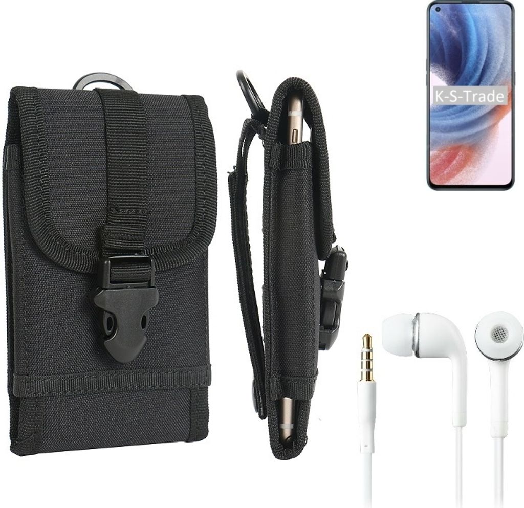 K-S-Trade Holster Schutz Hülle kompatibel mit Oppo K9 Pro 5G Gürteltasche Handy Hülle Tasche outdoor Seitentasche schwarz 1x + Kopfhörer