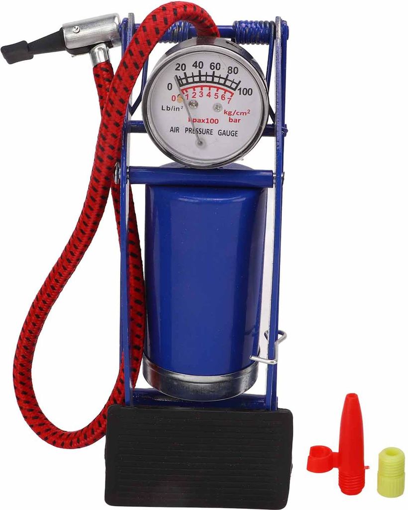 Step On Air, Manometer fr Reifen, B?lle, Gummiboote, Luftmatratzen, Blaue Pumpe, Bodenfu?, Einzelzylinder mit Pumpe, Aufblasbar