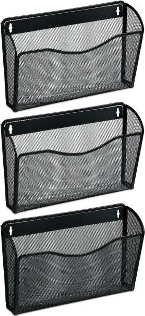 Lot de 3 porte-journaux muraux en métal noir pour une revue organisée