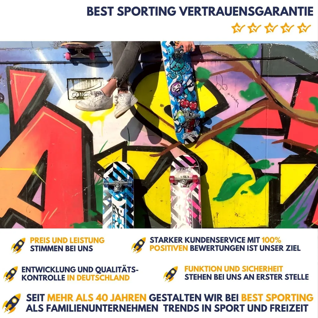 Skateboard complet sport graphisme moderne avec roulements ABEC 3 - 7