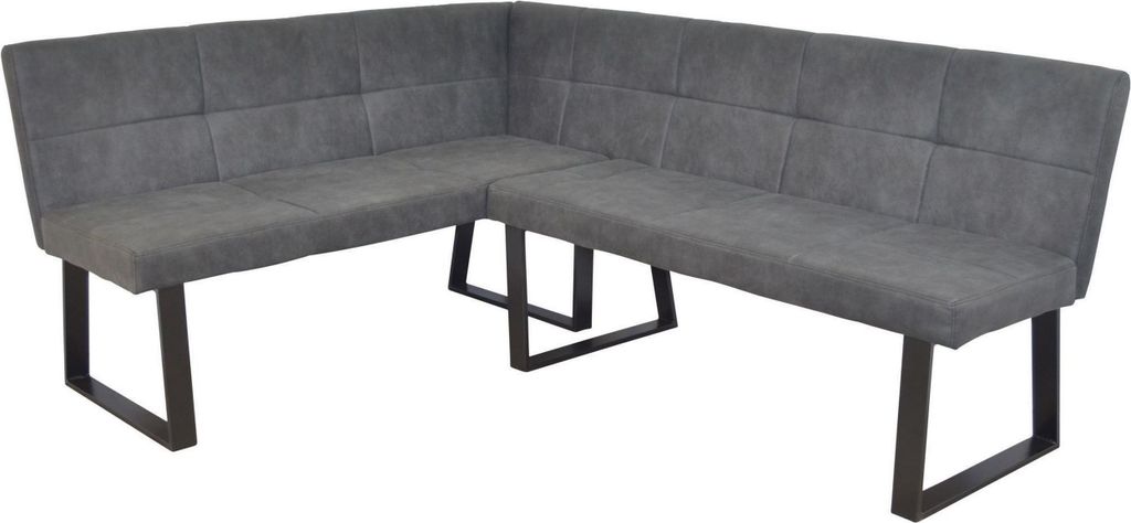 Polstereckbank (Kurzer Schenkel Links) 150x190 cm Schwarz/Grau