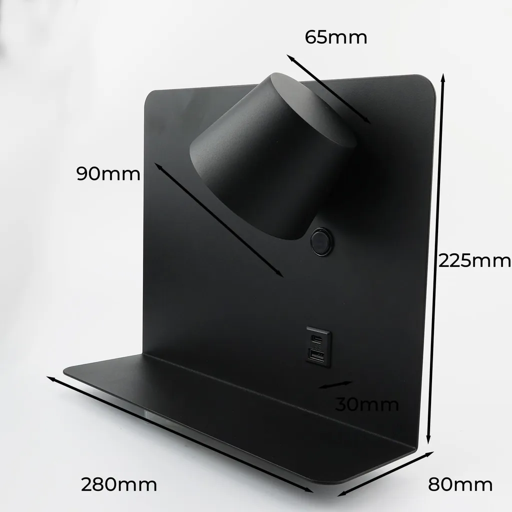 Applique Murale LED 6W Orientable avec USB et Type-C Puce Osram Haute Qualité