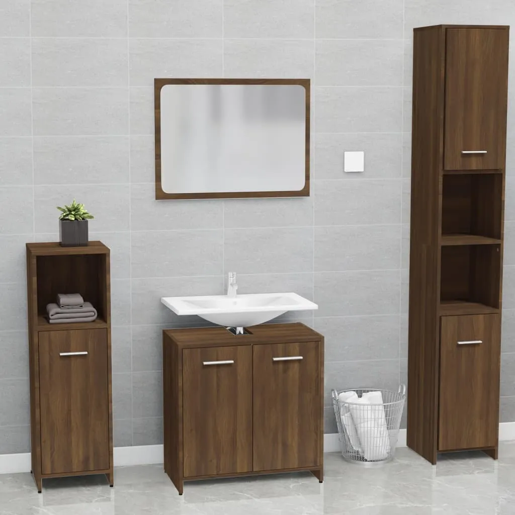 Set Bagno vidaXL Rovere Marrone: Praticità e Stile per la tua Casa - 16