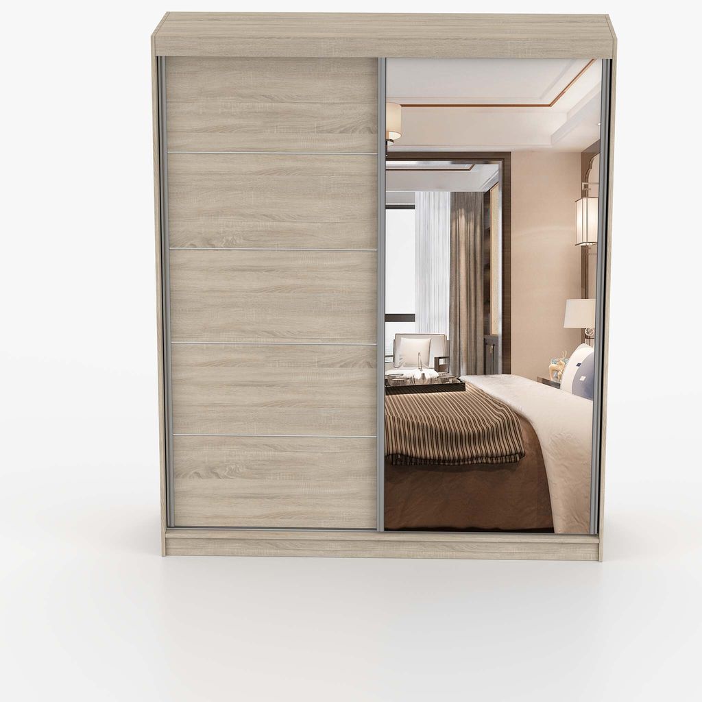 Schwebetürenschrank Kleiderschrank Schrank 183 cm Sonoma Produktbild 4