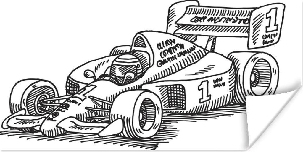 MuchoWow Poster Eine skizzierte Illustration eines Autos aus der Formel 1 160x80 cm - Foto Poster