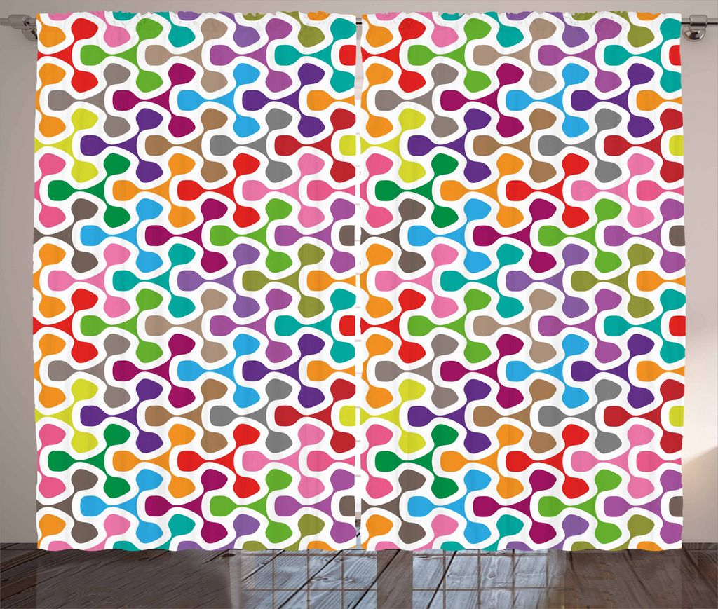 ABAKUHAUS Abstrakt Rustikaler Vorhang, trippy Farbige, Wohnzimmer Universalband Gardinen mit Schlaufen und Haken, 280 x 175 cm, Mehrfarbig