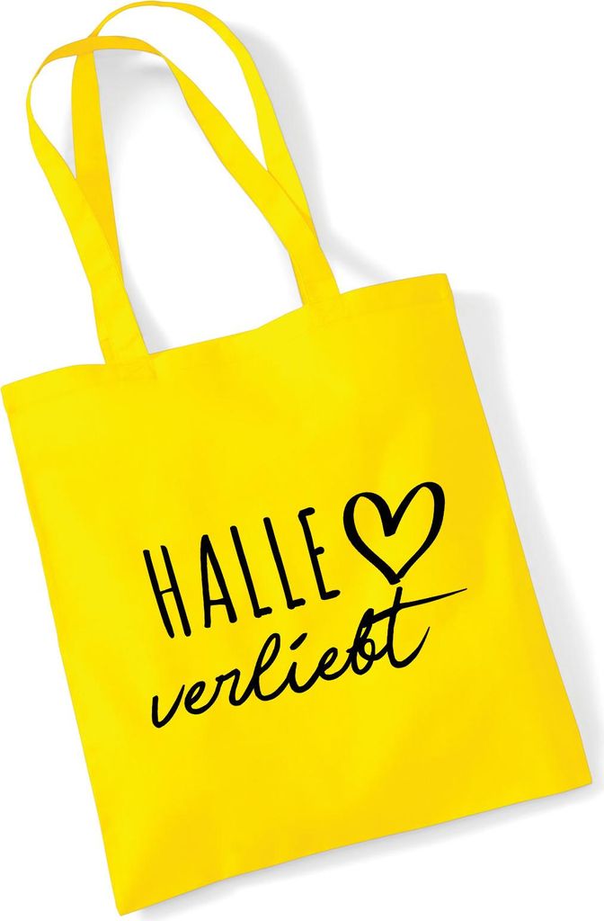 Huuraa Jutebeutel Halle verliebt 10 Liter Yellow Baumwolle Tasche Geschenkidee
