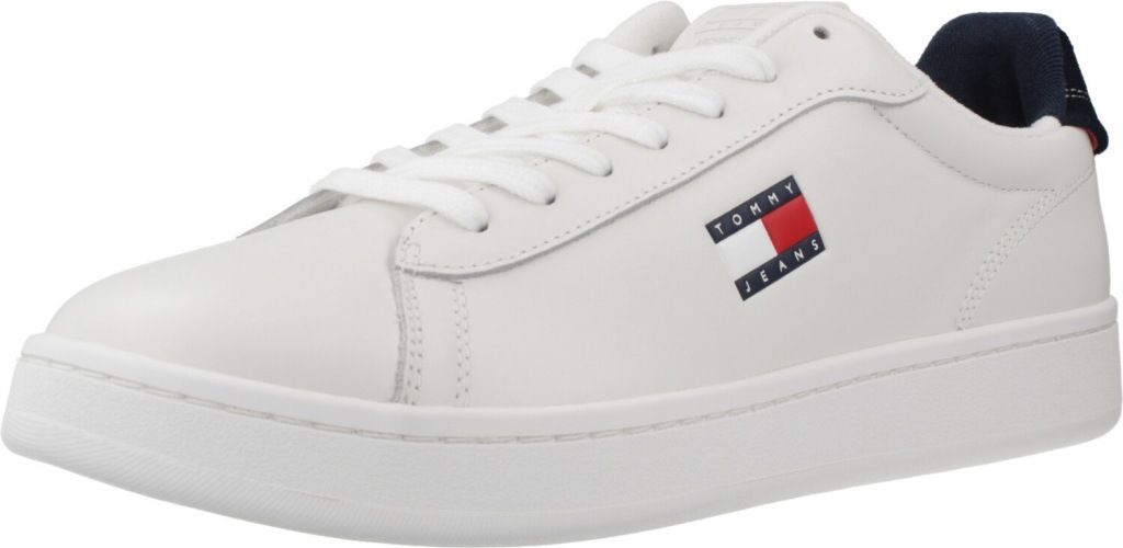 Sportlicher Herrenschuh Weiß mit Blau, Bequemes Fußbett, Schnürsenkel