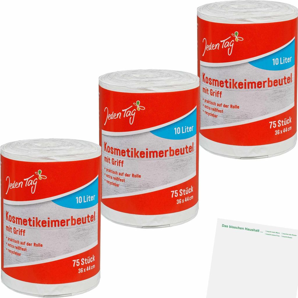 Jeden Tag Kosmetikeimer-Beutel 10l 3er Pack (3x75Stk) + usy Produktbild 